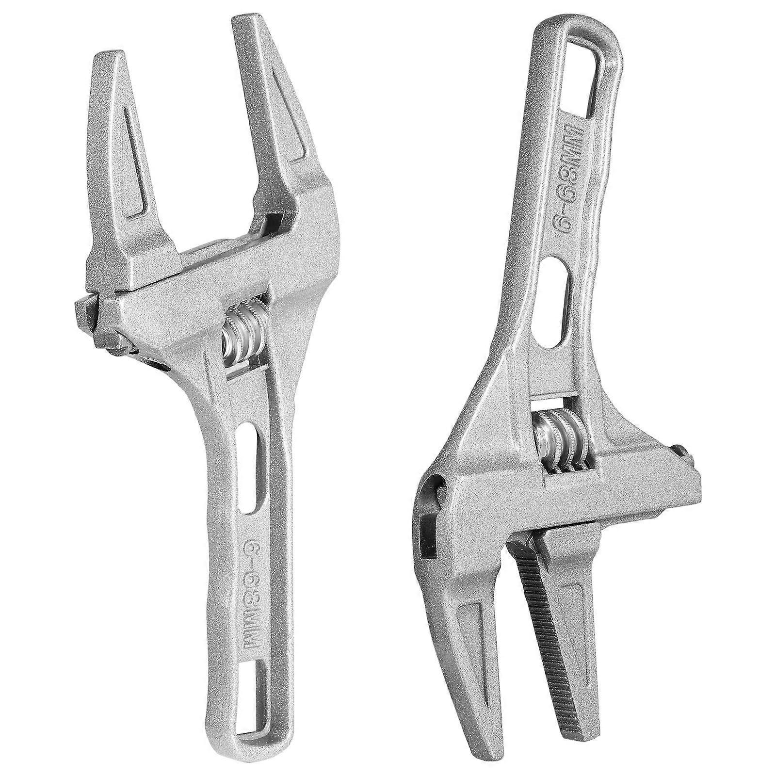 2pcs Versatile Large Opening Short Handle Adjustable Wrench Movable Spanner