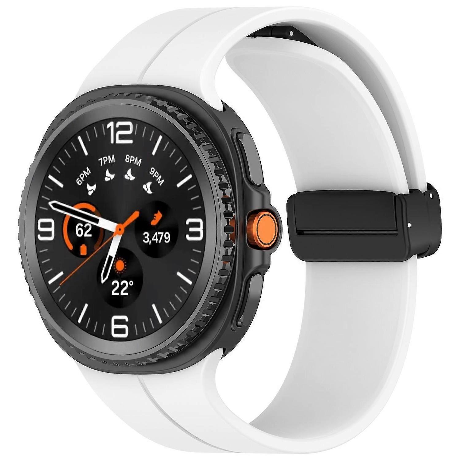 Silicone strap with magnetic folding clasp for Samsung Galaxy Watch 8 / 8 Classic, white