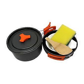 Camping Cookware Set for 2 People, Lightweight Mess Kit with Frying Pan and Pot for Hiking