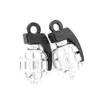 Bicycle Tire Valve Dust Protection - 2 Pcs Silver Metal Valve Caps