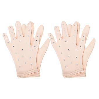 2 Pairs Figure Skating Gloves Girls Small Ice Dancing Show Gloves For Youth And Women Skin Color Glitter Performance Hand Covers