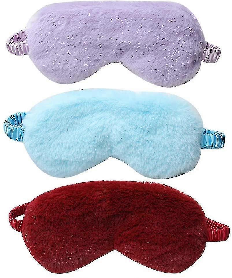 Plush Eye Mask compatible with Women, 3 Pc