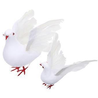 2pcs Artificial Feathered Pigeon Fake Dove Artificial Foam Bird for Decoration