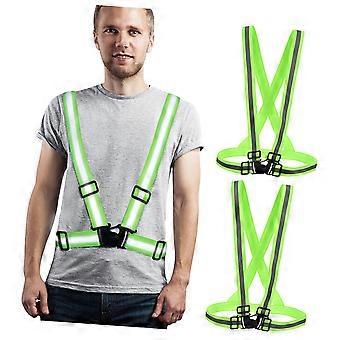 2pcs Reflective Safety Vest with Adjustable Straps,  Visibility Running Gear for Night Jogging