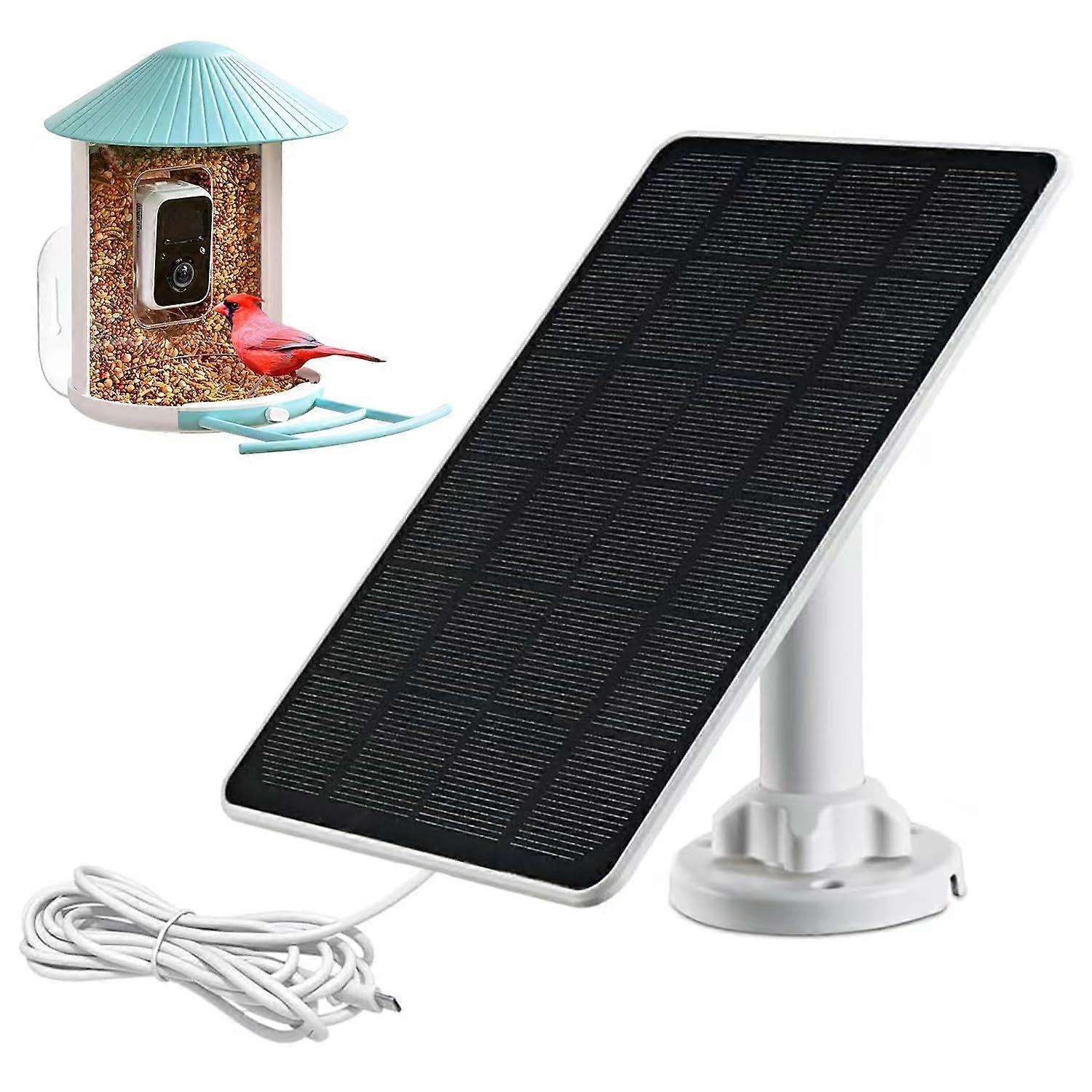 3W Solar Panel for Bird Feeder Camera, Weatherproof Continuous Power with TypeC Quick Connect