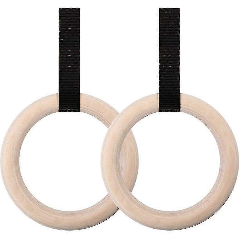 2x anneaux de gymnastique en bois, anneaux tournants, anneaux de gymnastique, avec nylon flexible, 3 cm [MI]