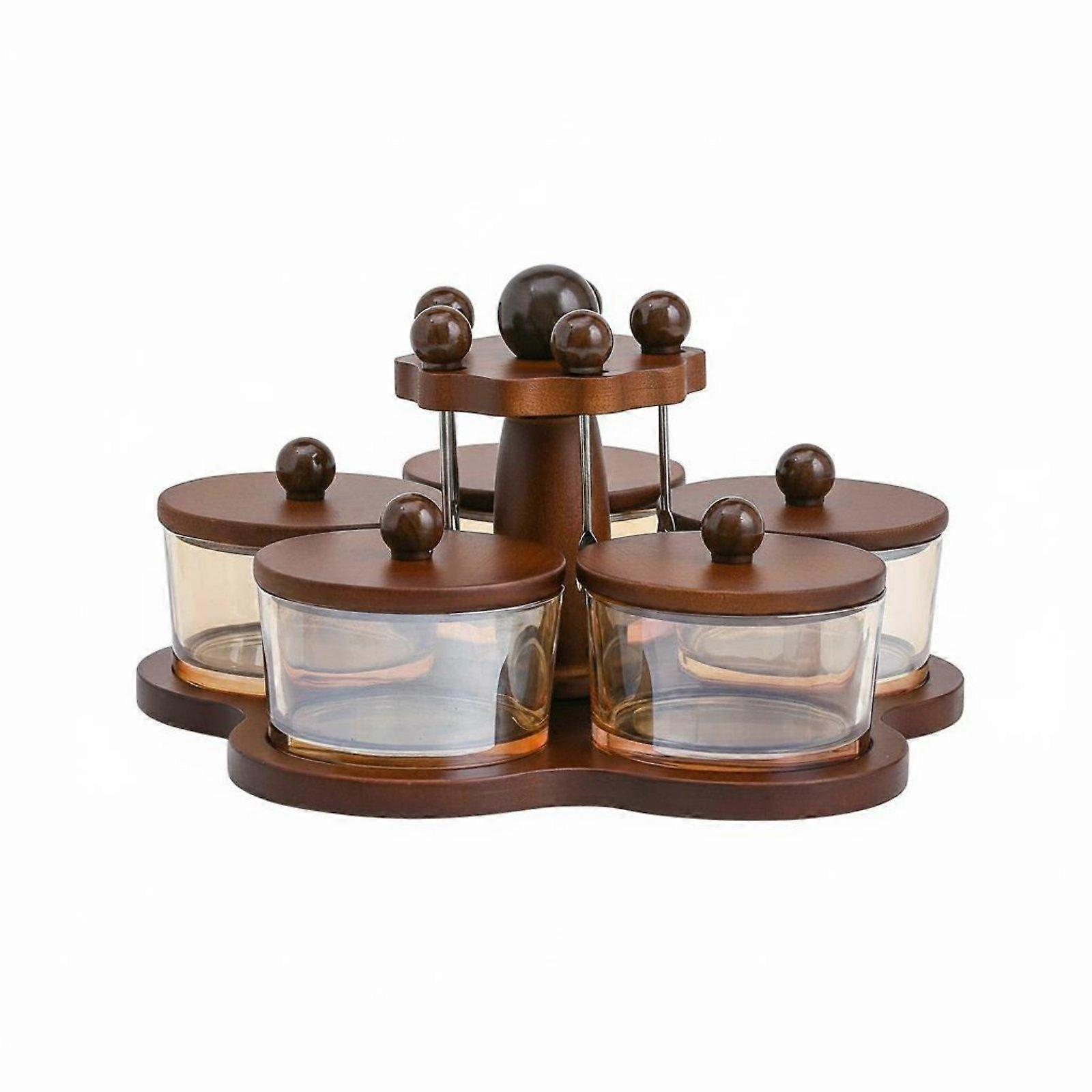 Rotating Snack Serving Tray With Lids 5 Compartment Snack Box Compartmentalized