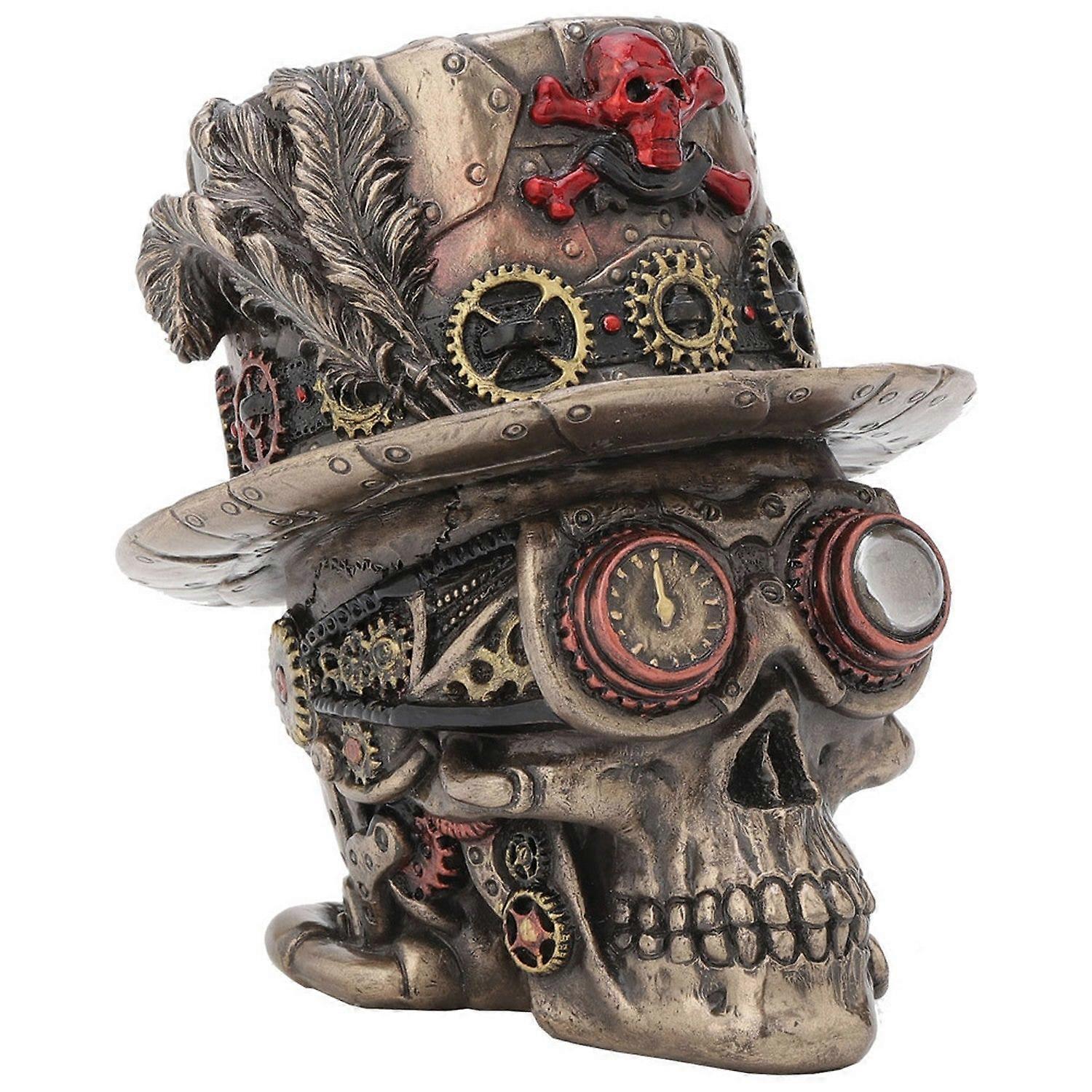 Horror & Dark Creatures Steampunk Clockwork Baron Skull Figurine Ornament