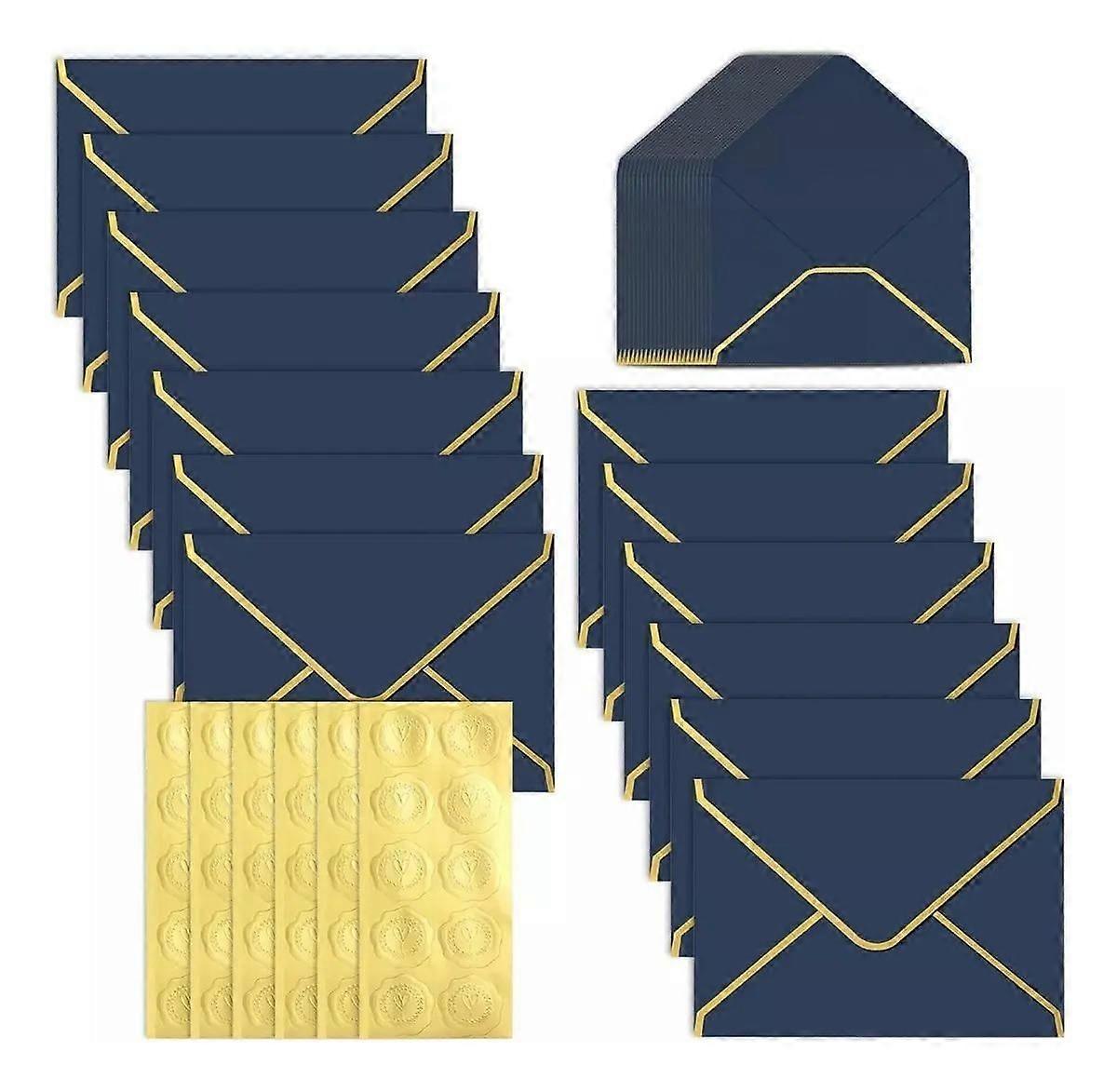 50pcs Gold Envelopes with Stickers for Invitations