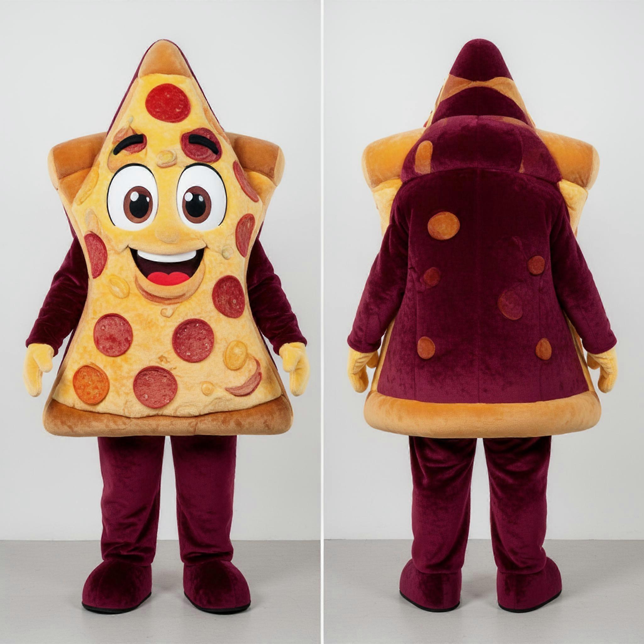 MASTICOT Maroon Velvety Pizza Slice Mascot