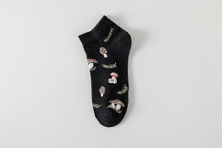 Mushroom Print Ankle Socks, Oversized Style
