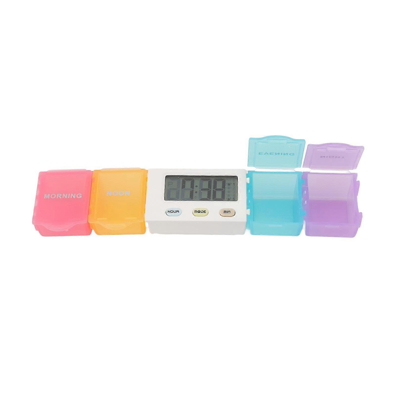 Electronic Medicine Box 4-Grid with Timer Reminder Large Capacity