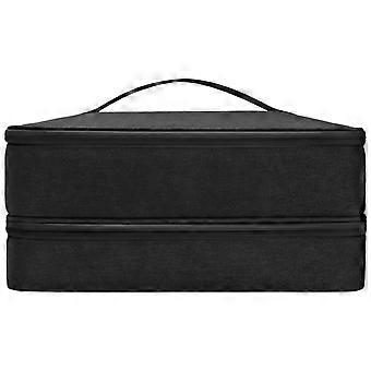 Hair Dryer Travel Case DualLayer WaterResistant Organizer with Adjustable Compartments Black