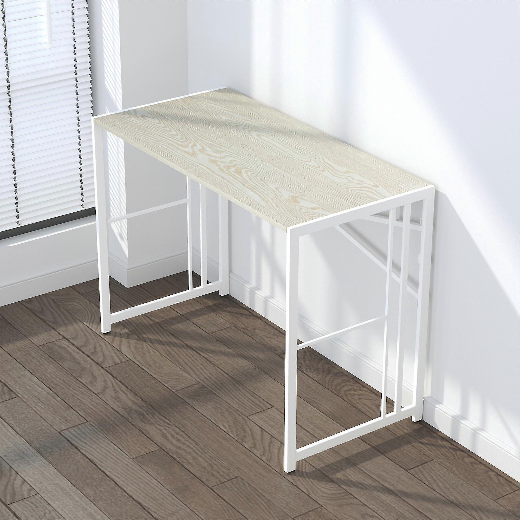 Inklapbare Computertafel 103 cm Natuurlijk En Wit - Computerbureau
