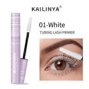 Conjunto de máscara para cílios bicolor preto e branco para alongar e dar volume. Fórmula à prova de borrões com 8ml.