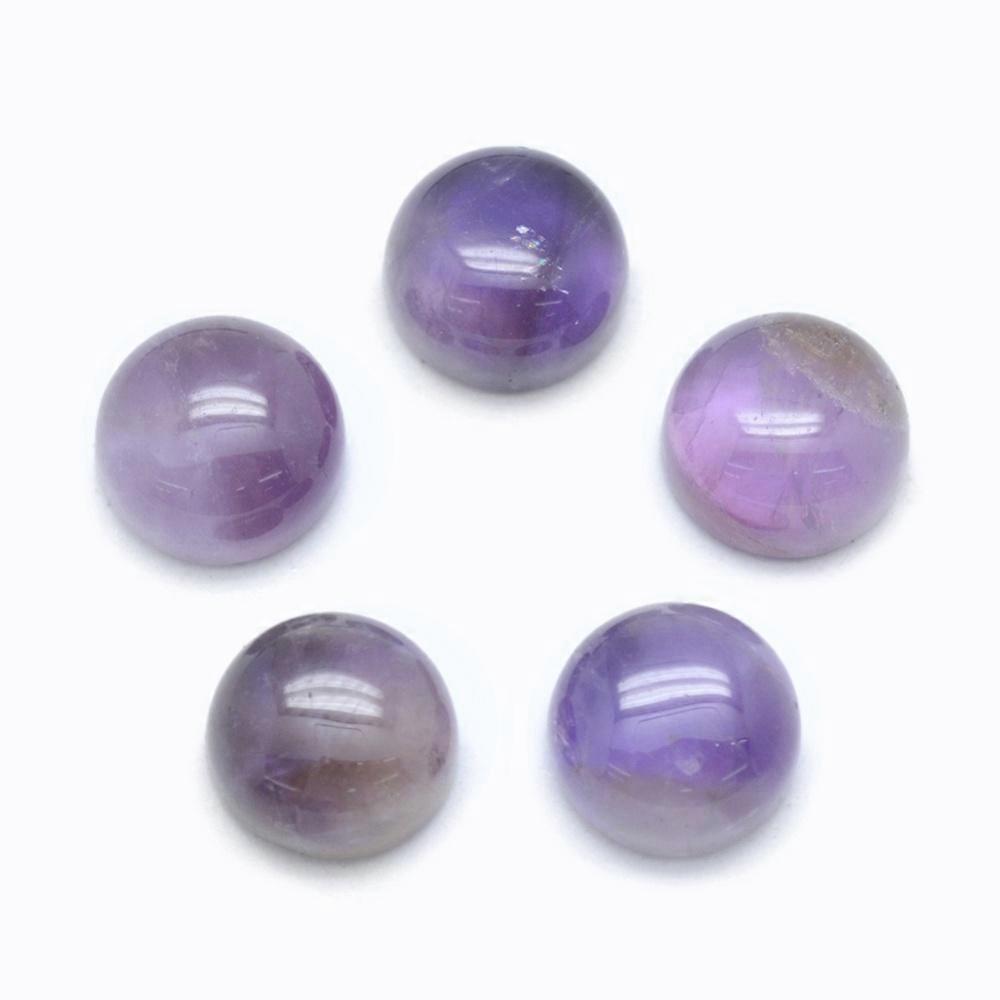 50pcs  Amethyst Cabochons Flat Round 8x3~4mm