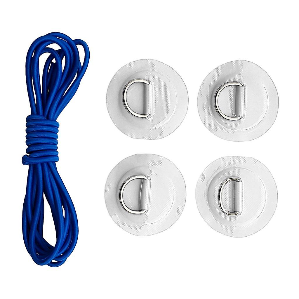 4 Stuks Opblaasbare Boot Kajak SUP D-ring Patch & Shock Bungee Koord Wit