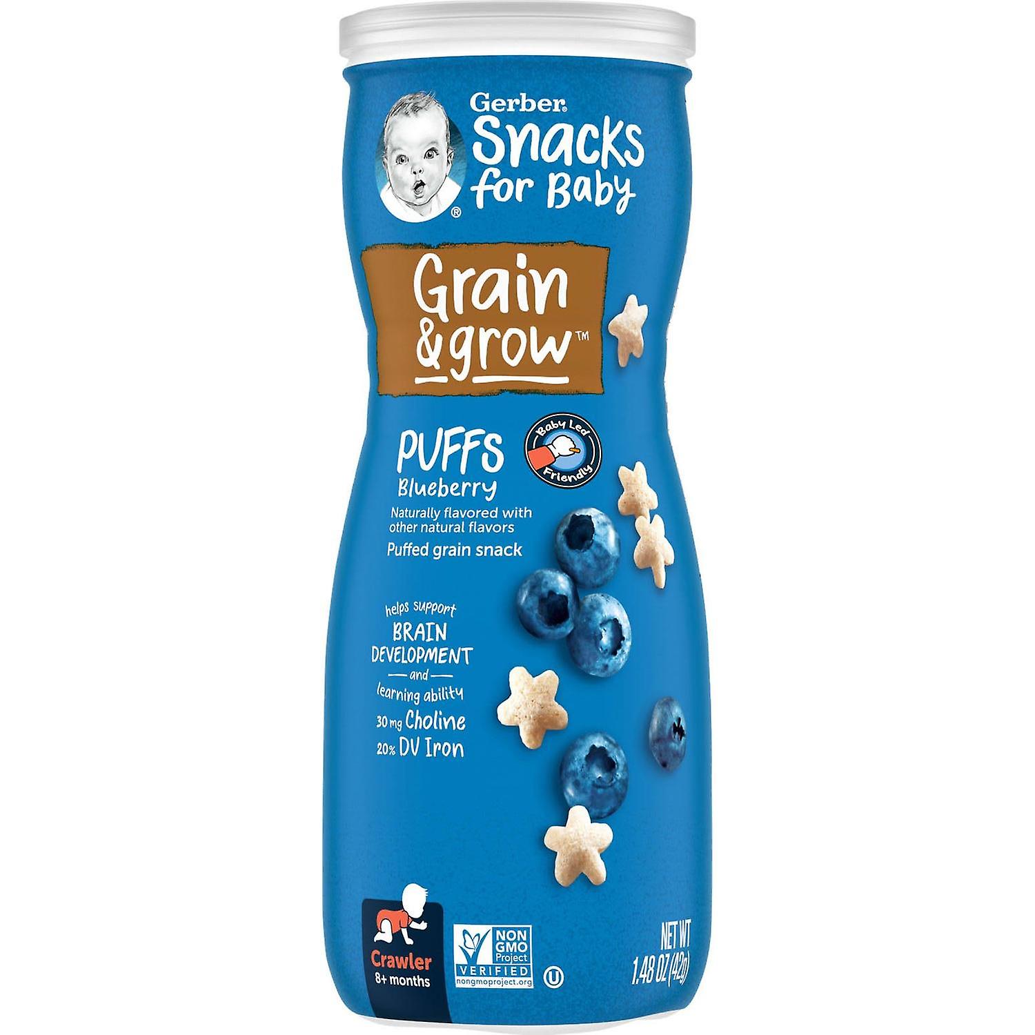 Gerber, Puffs, Puffed Grain Snack, 8+ mois, Myrtille, 1,48 oz (42 g)