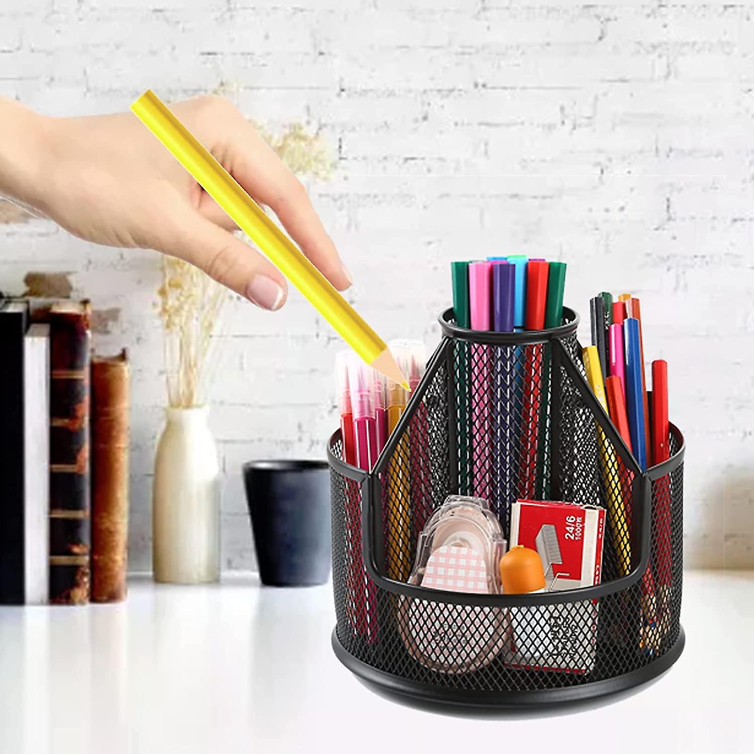 Office Storage Mesh Multifunctional Storage Bag Desk,Black，16*16*15.8cm.a