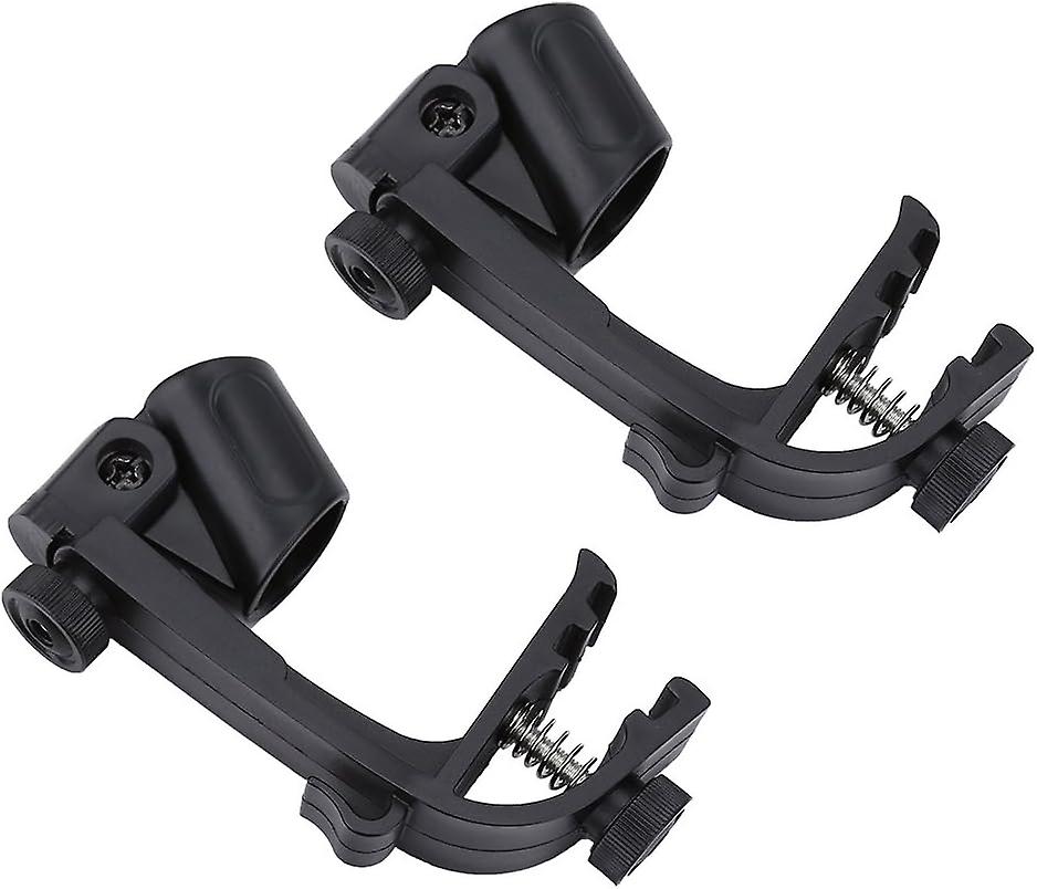Drum Microphone Clips, 2 Pcs Adjustable Black Plastic Shockproof Clips for Drum Hoop Microphone Holders