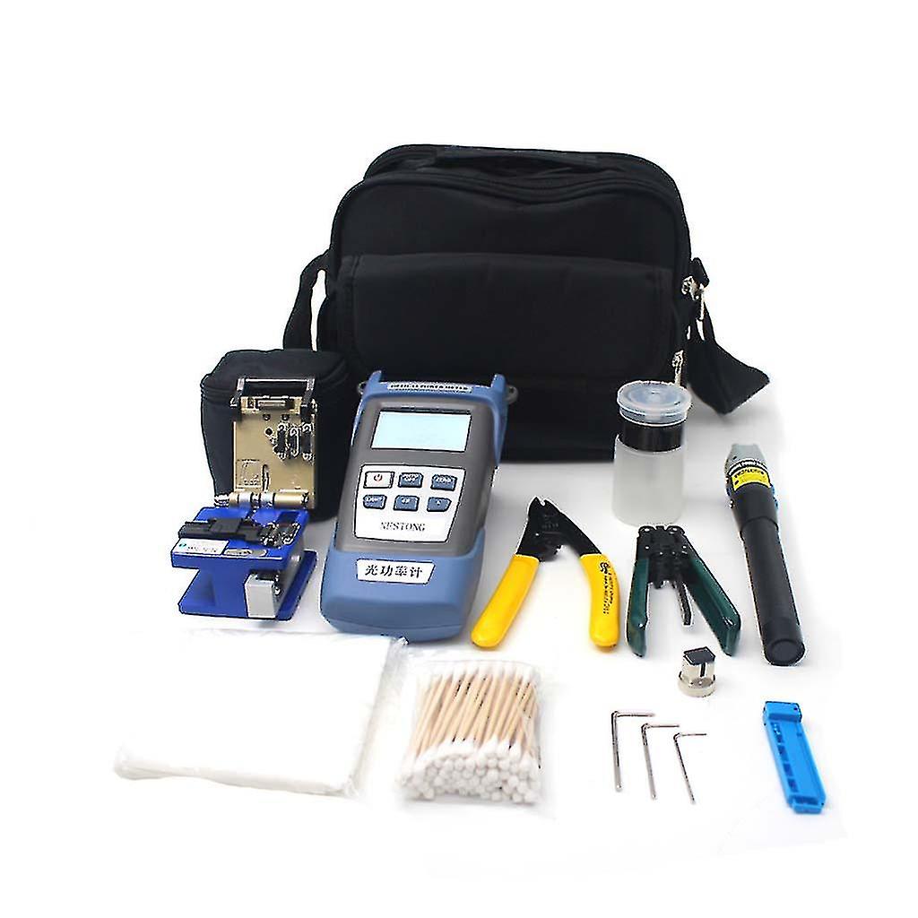 14Pcs/set Ftth Fiber Optic Tool Kit With Cleaver Optical Power Meter Visual Fault Locator 5km Wire Stripper Tool