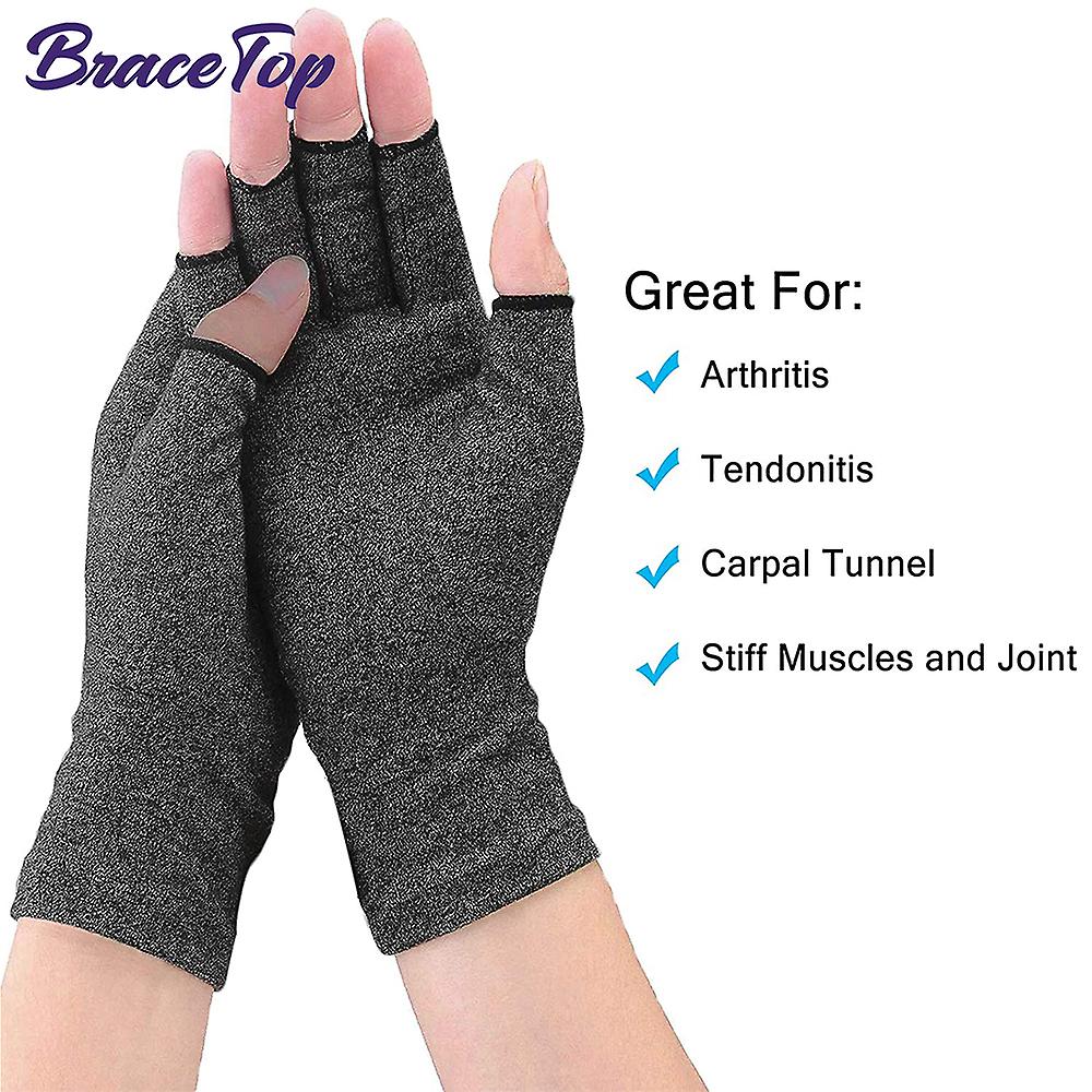 1 Pair Compression Arthritis Gloves Wrist Support Cotton Joint Pain Relief Hand Brace For Women Men Therapy Wristband-gray Wrist Support