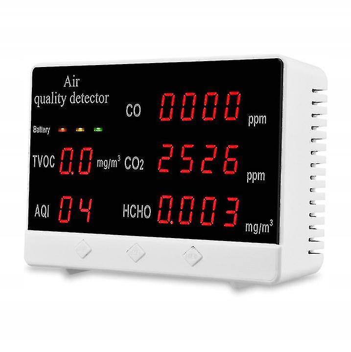 Air Quality Monitor, Hcho, Tvoc, Co2, Aqi Digital Formaldehyde Detector, Ultra-thin Dust Measurement Precision Tester For Indoor Detection