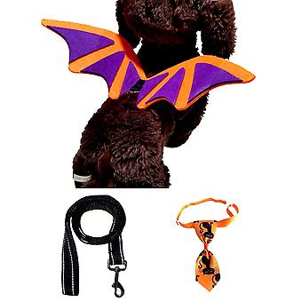 Pet Halloween -puku - Halloween Lepakon siivet Lemmikkieläinten puvut pienille koirille Kissat Halloween Partyoranssit siivet, talutushihna, solmio bd