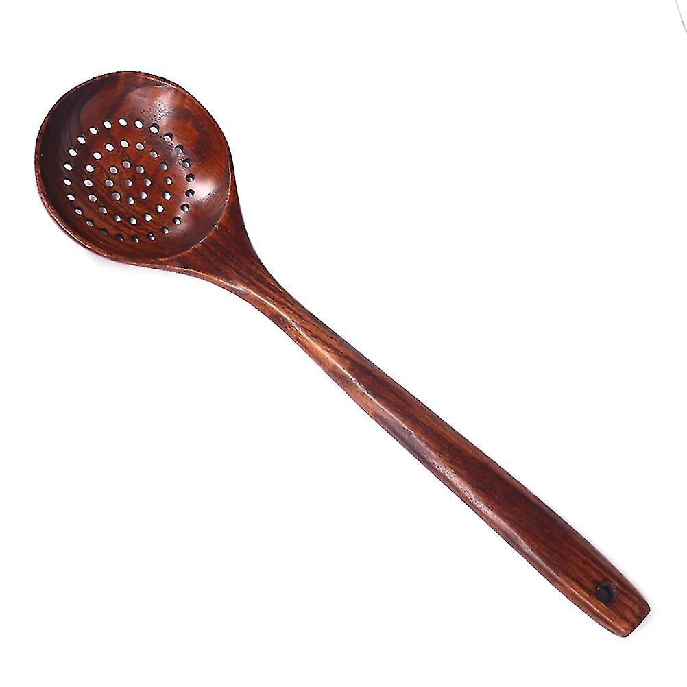 수제 주방 도구, 친환경 조리기구 천연 나무, 편안한 교반을 위한 티크 나무 국자 긴 손잡이, NonScratch 나무 숟가락