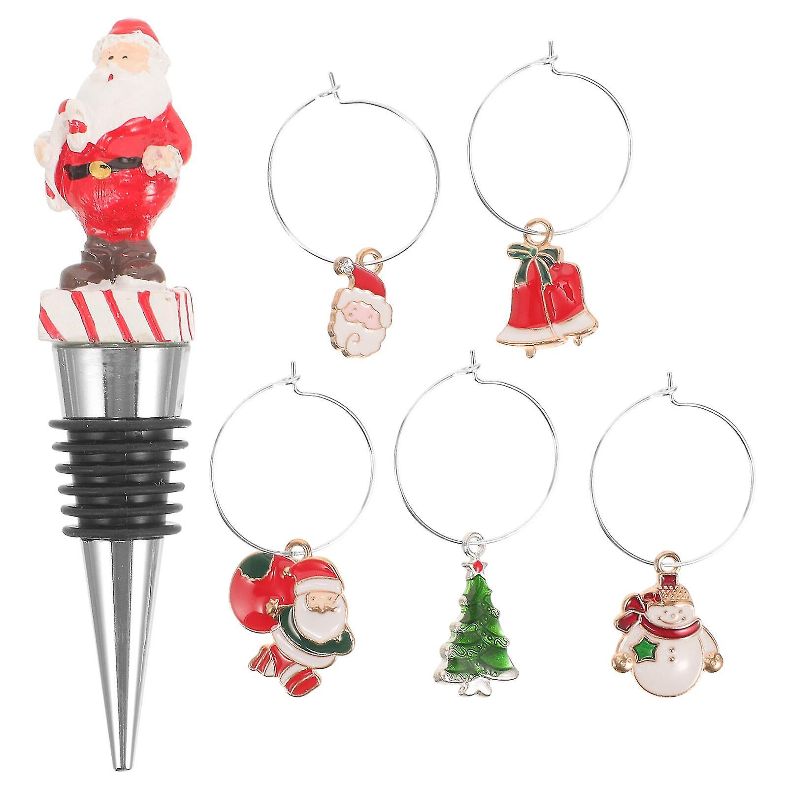 1 set återanvändbar flaskpropp med koppring Julflaskpluggar Vinproppar