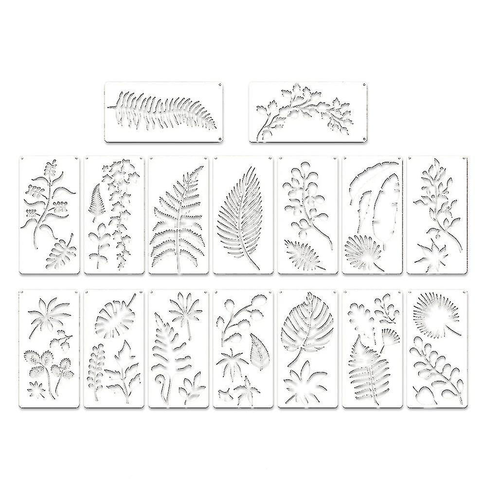 Limit 16 Pieces Leaves Stencil Reusable Sheet Painting Stencil Sheet Wall Stencil Leaf Pattern Template T The Best One