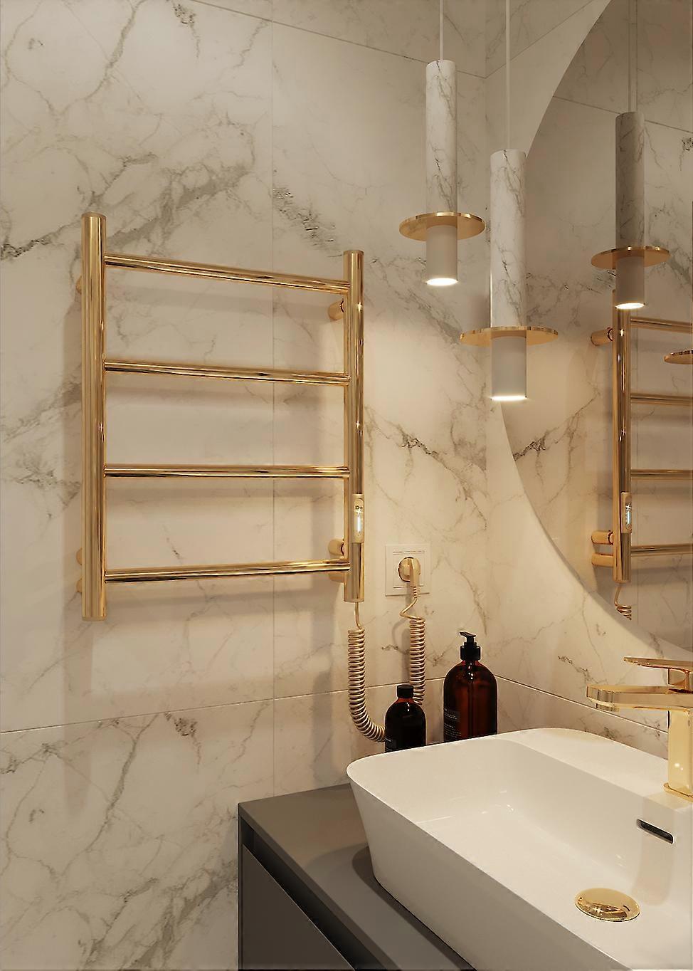 Electric towel rail mini radiator ladder 4 gold