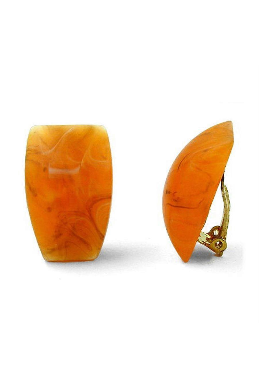 Clip-on Earring Trapezium Orange Marbled - Gl00343