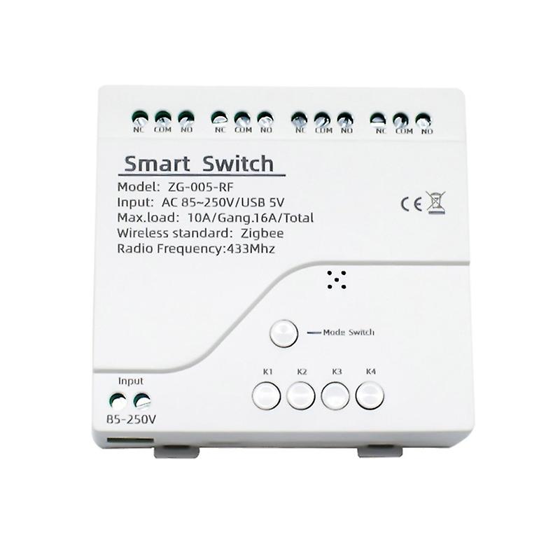 ZG-005-RF Zigbee3.0 Tuya Smart Relay-Switch 4CH Lighting Switch Panel 433 MHz