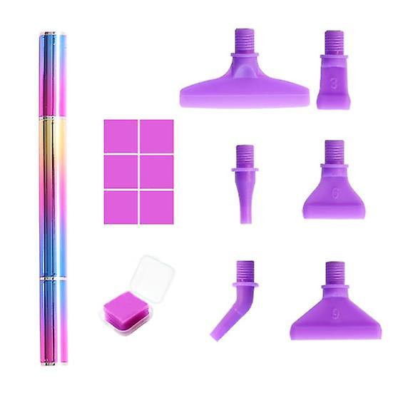 1 Set Rhinestone Painting Tool Kit Comfortable Grip Metal Colorful Thread Drill Pen with Replacement Heads for DIY Craft