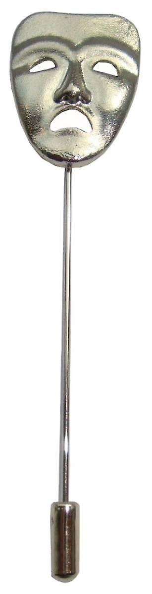 Bassin and Brown Sad Mask Lapel Pin - Silver