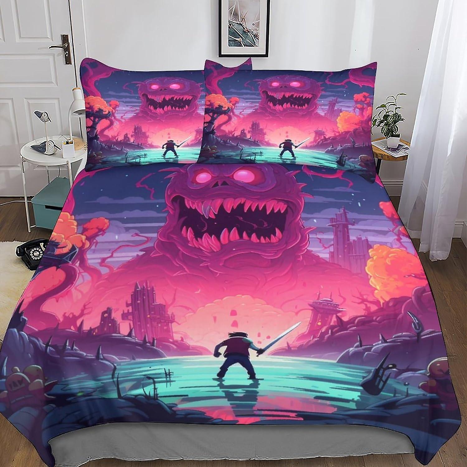 Ensemble de housse de couette Water Monster Literie imprimée Formes étranges Housse de couette pour literie Decro, Housse de lit à fermeture éclair cachée en microfibre ultra douce 3 pièces