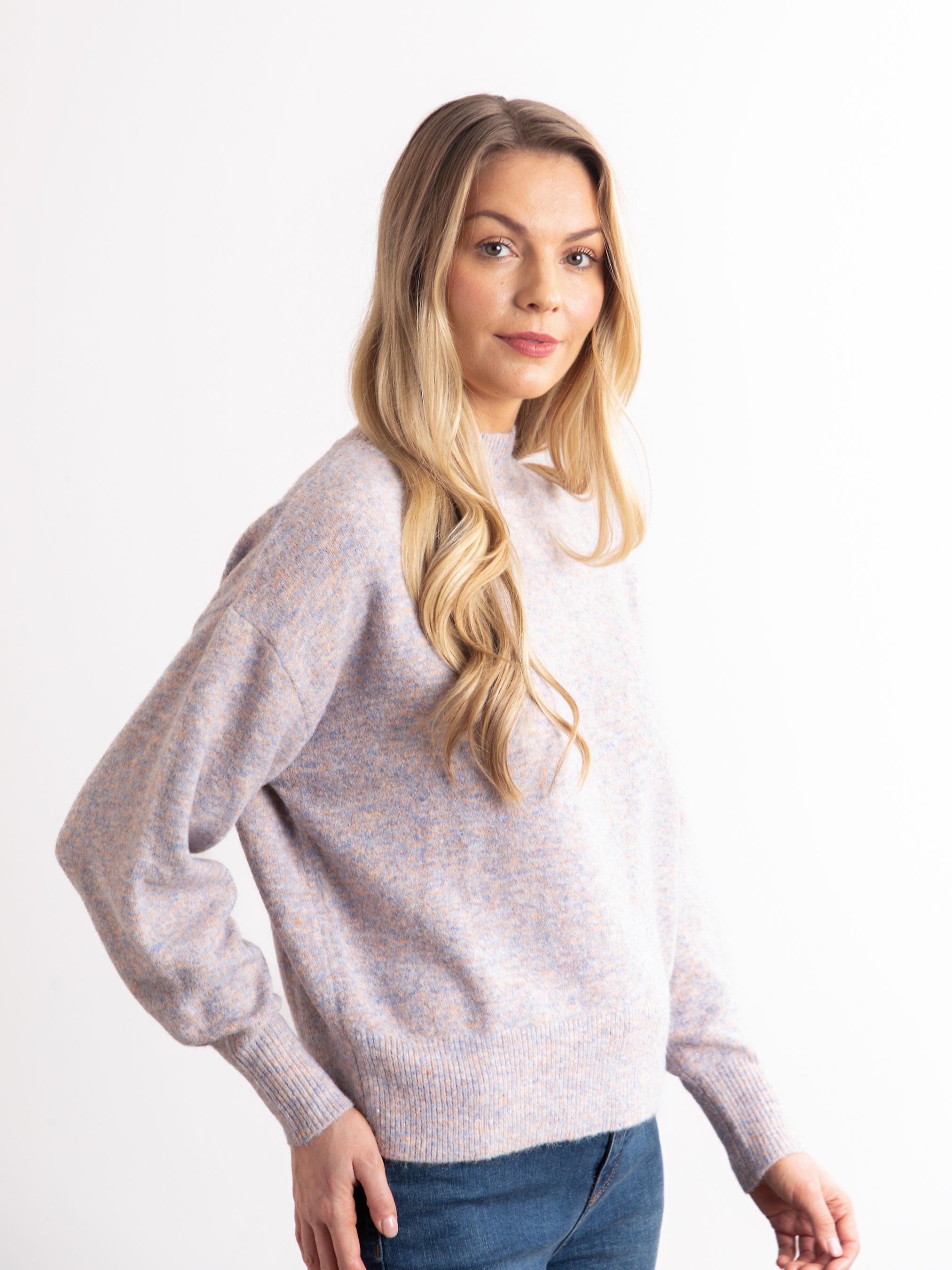 Sheeka High Neck Jumper in Peach and Blue