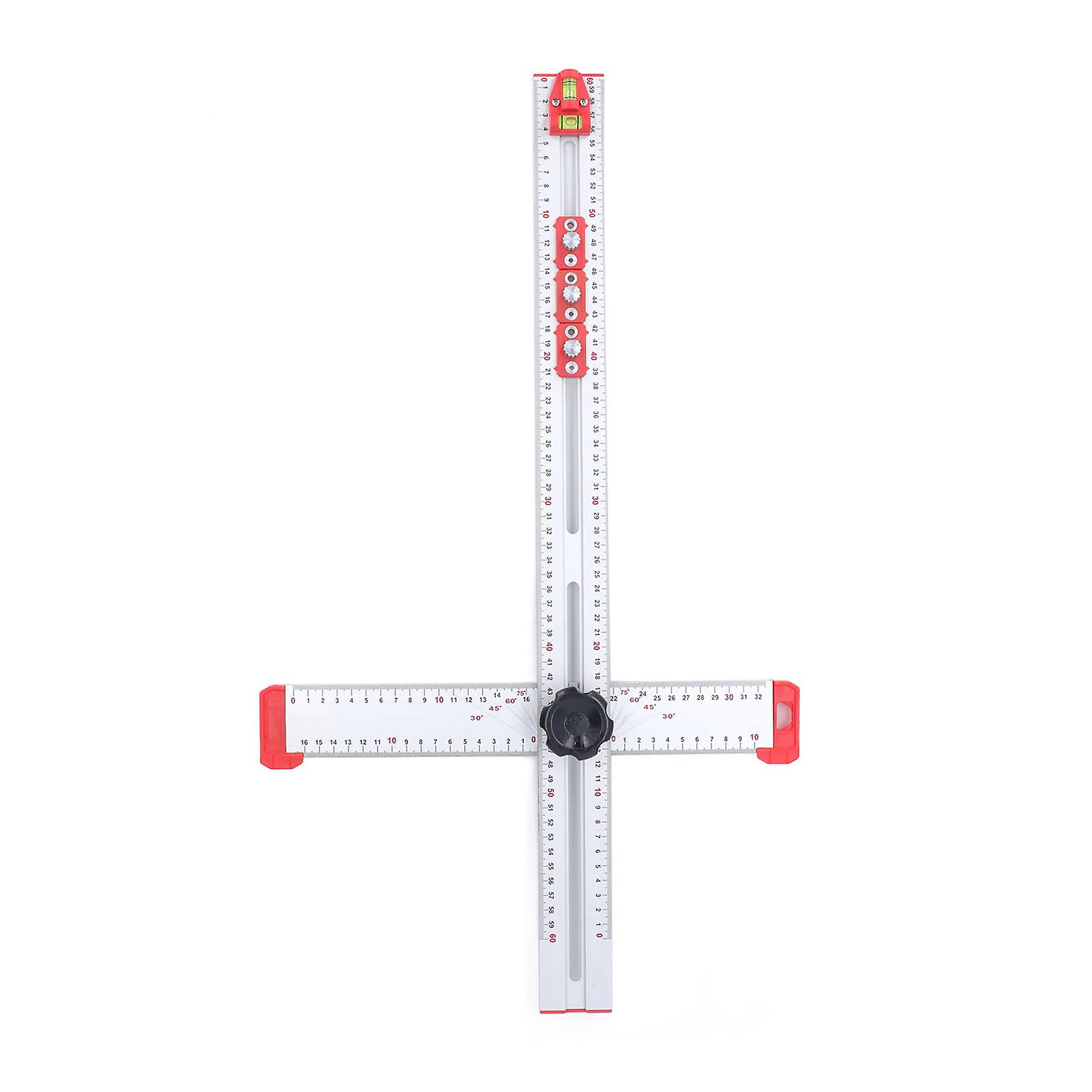 Woodworking Ruler, 2 in 1 Scribing Tool, Multifunctional Aluminum Alloy T-Ruler, Measuring Tool