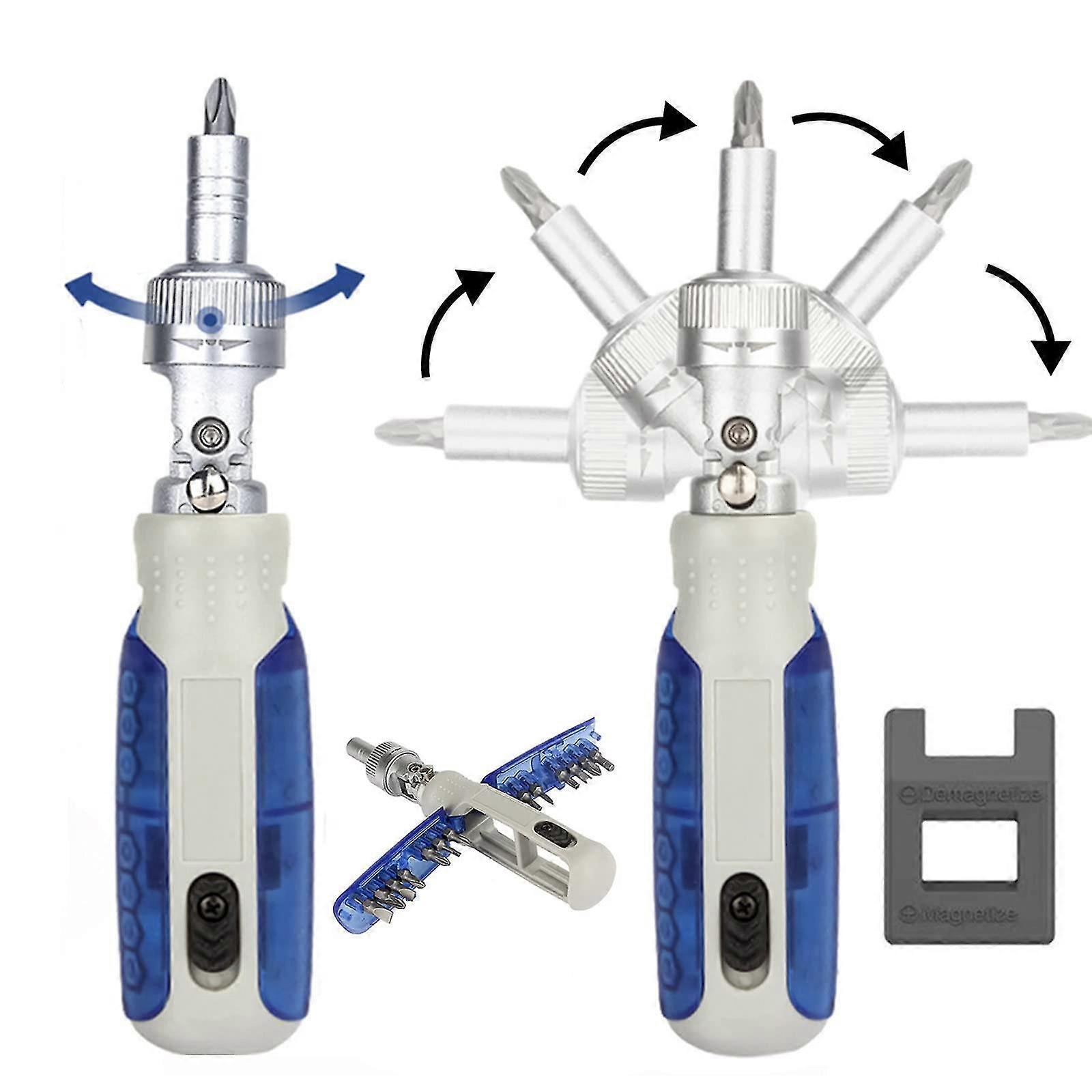 Screwdriver, Screwdriver Set, 180 Rotating Magnetic Ratchet Screwdriver, 14 In 1 Set