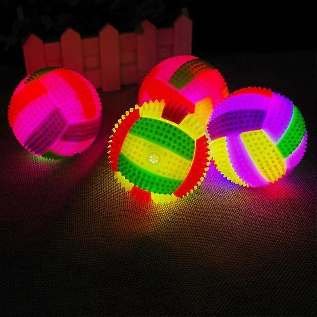 3pcs Soccer Ball Shaped Bouncing Dog Chew Ball with Flashing LED Light - Random Color