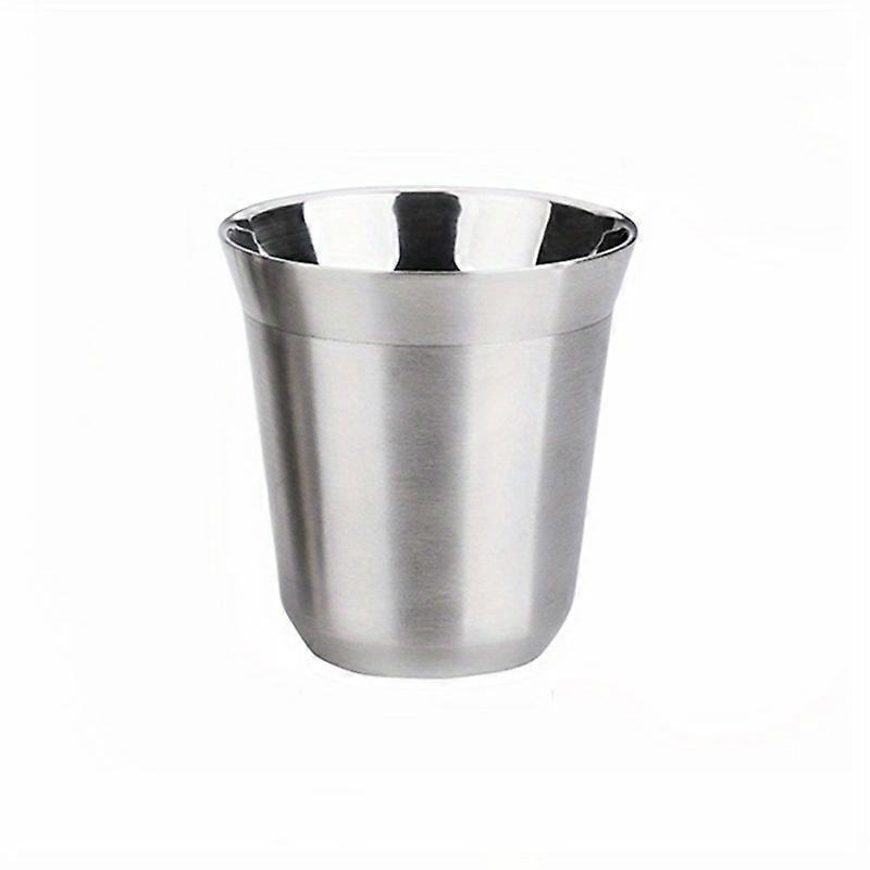 1pc, Espresso Coffee Cup, 304 Stainless Steel Coffee Mug, Double Wall Tea Cups, Portable Drinking Cups, For Hikinig, Camping, Outdoor Decor, Summer Wi