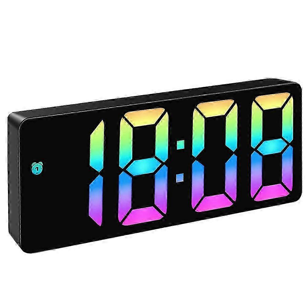 Alarm Clock for Bedrooms, 6.5 inch LED Display with Colored Digits, 3 Levels Brightness Adjustable, Desk Alarm, Table Clock with 1 Alarm(Black)