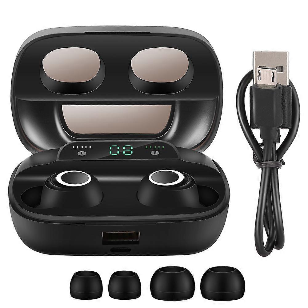 5.0 Bluetooth Headset Led Wireless Headphone With Tws Digital Display Microphones11 Binaural Black