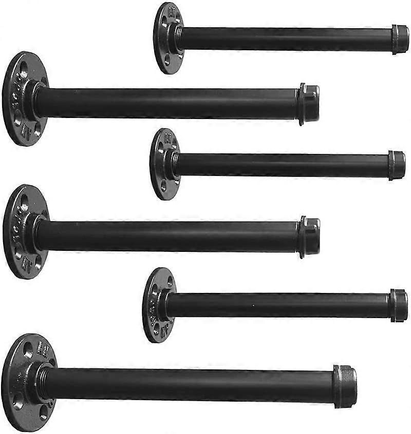 Industrial Black Iron Pipe Rack Brackets 12 Inch Set of 6 Rustic Pipe Trim Industrial Shelf Brackets Heavy Duty Rustic Floating Shelf Brackets