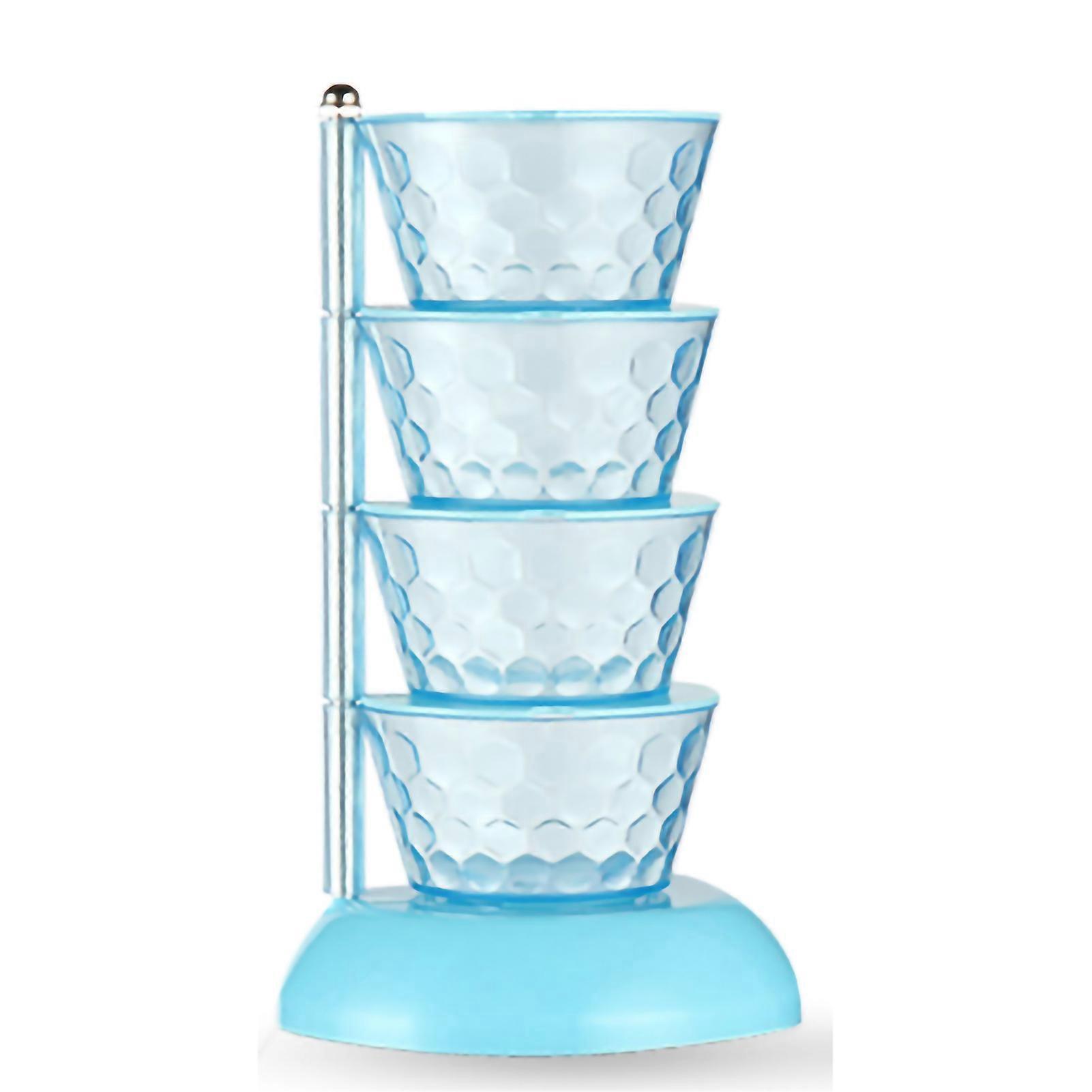 Seasoning Storage Box Plastic Multi Layers 360 Rotating Kitchen Spices Pots with Lids for Salt Sugar Pepper4 Layers Blue