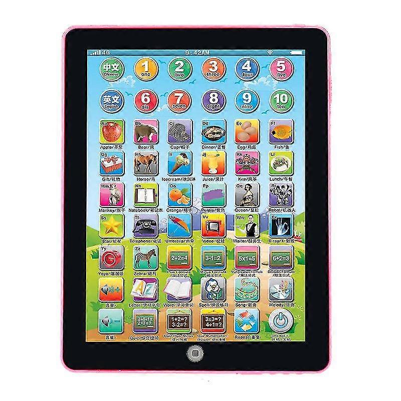 kids computer tablet chinese english learning study machine toy pink