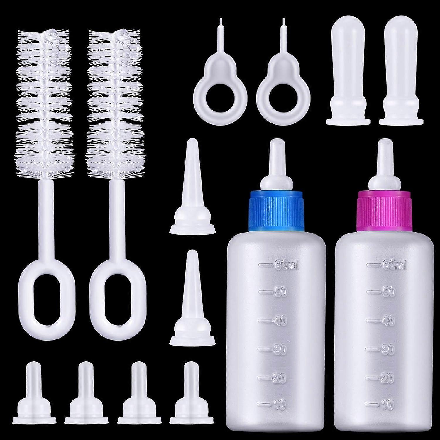 Pet Feeding Bottle Kit, Squeeze Liquid Cat Nursing Bottle Needle Tubing Kit and Replacement Mini Nipples for Kitten Puppy Small Pet Feeding Tool