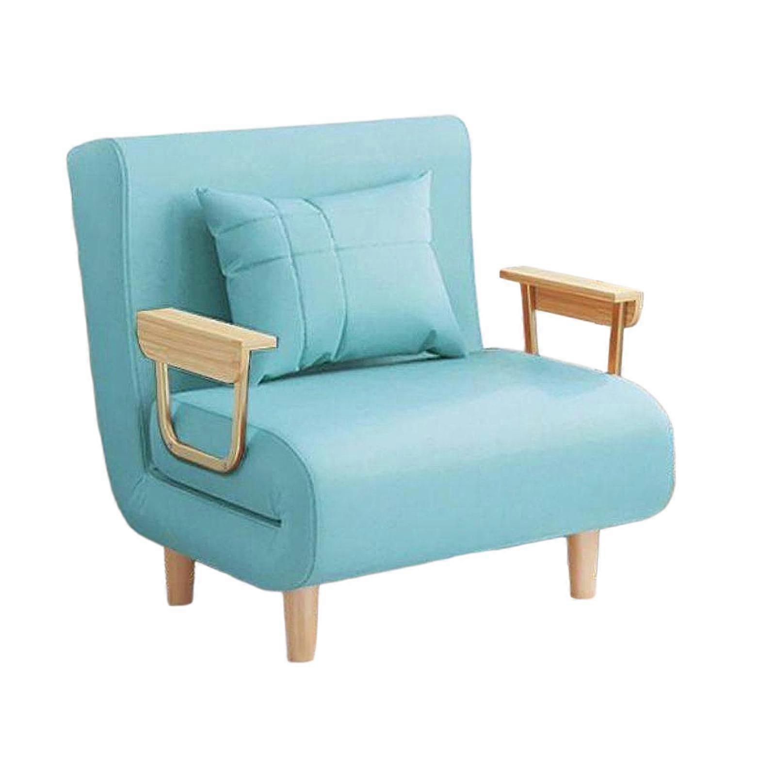 Foldable Sofa Bed Couch with Pillow Comfortable Breathable Single Sofa Chair Light Blue