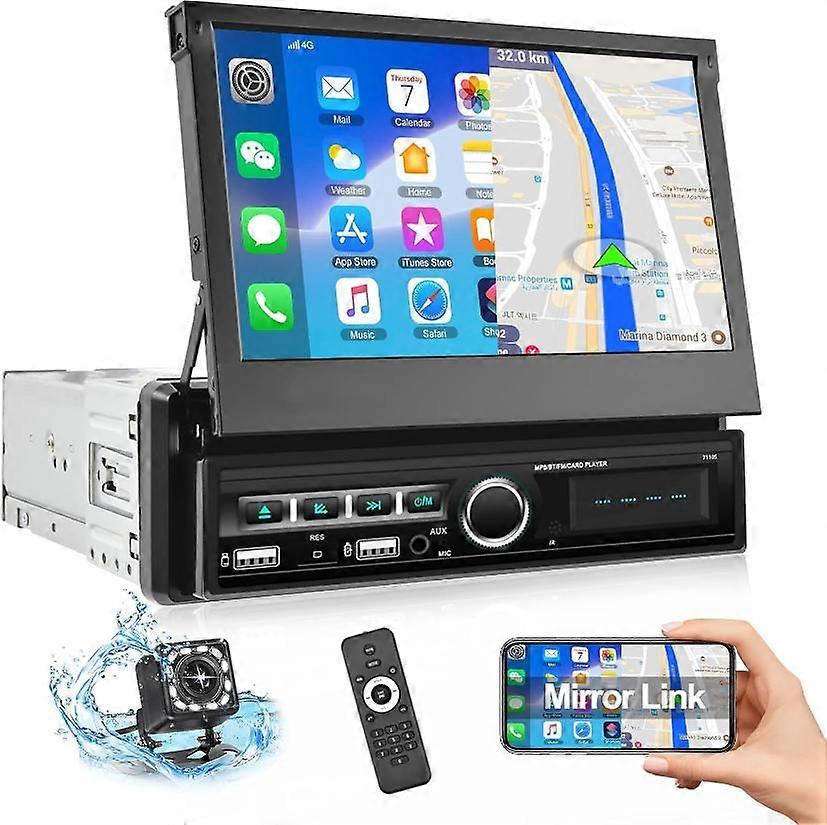 7 inches Single Din Car Radio Stereo Wired Carplay Bluetooth MP5 Player With Backup Camera For for Android IOS